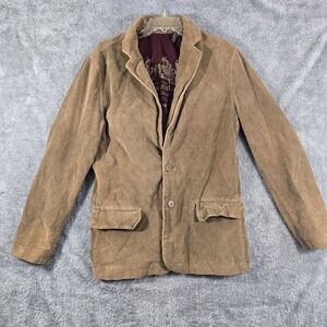 Aeropostale Mens Medium Tan Brown Corduroy Blazer Jacket Two Button Sport Coat
